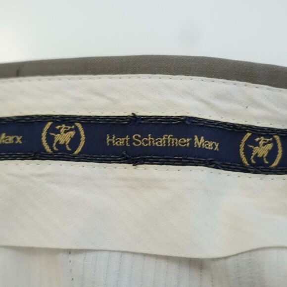 Hart Schaffner Marx Wool Beige Pleated High Rise Dress Pants Trousers 43/28 Line - Picture 6 of 8